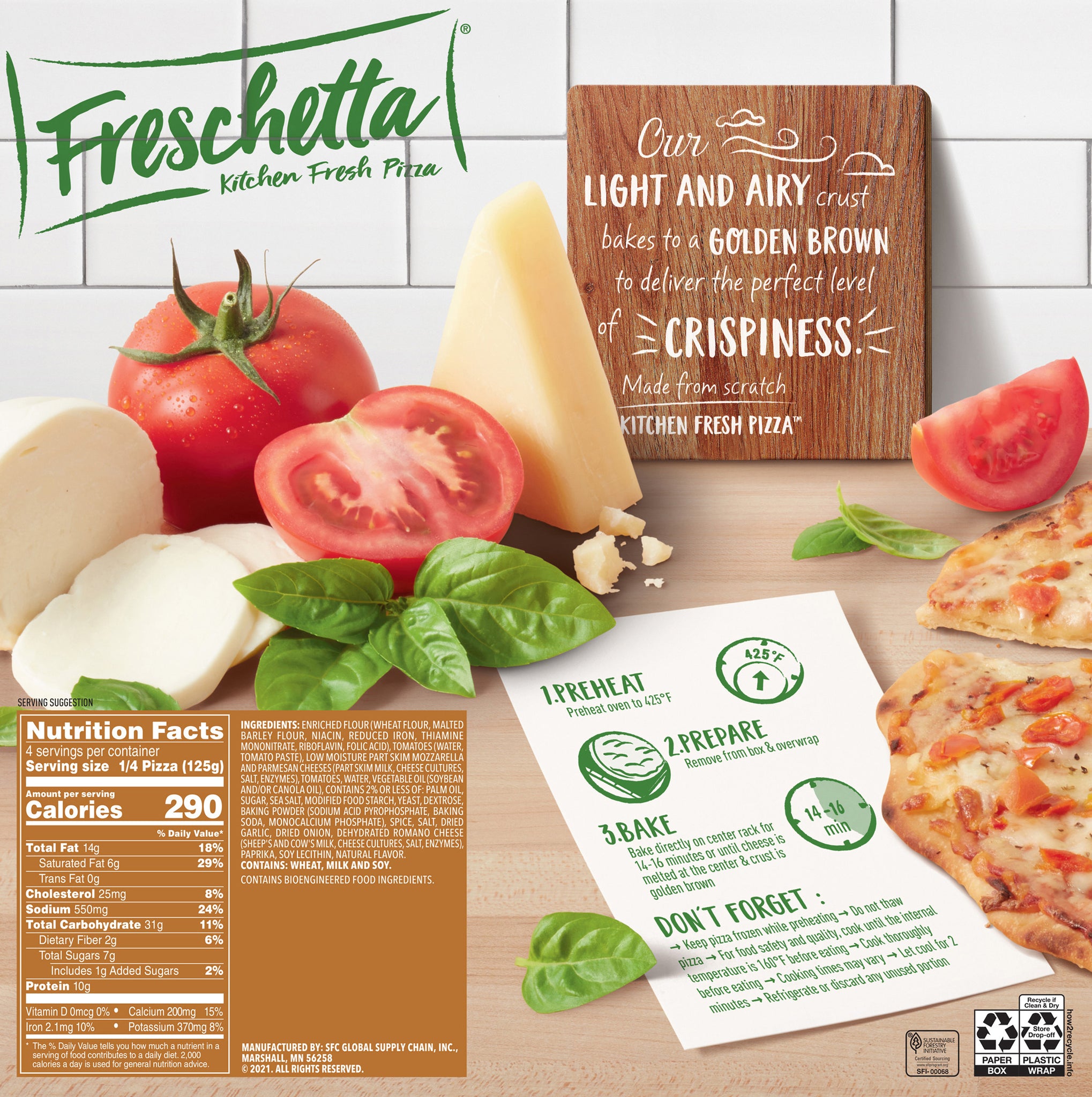 FRESCHETTA® Thin Crust Margherita Pizza Back Panel