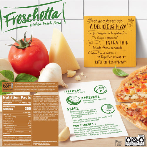 FRESCHETTA® Gluten Free Margherita with Roasted Garlic Pizza Back Panel