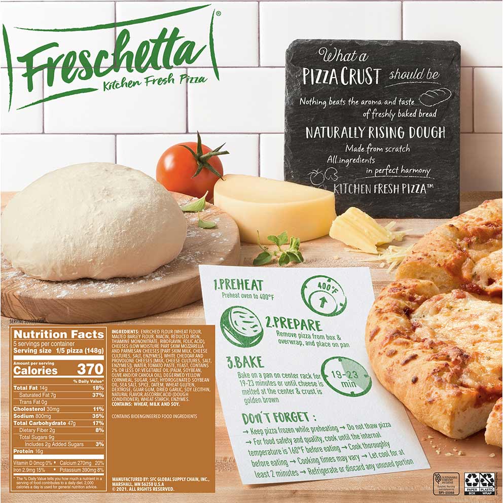 FRESCHETTA® Naturally Rising Crust Four Cheese Pizza Back Panel